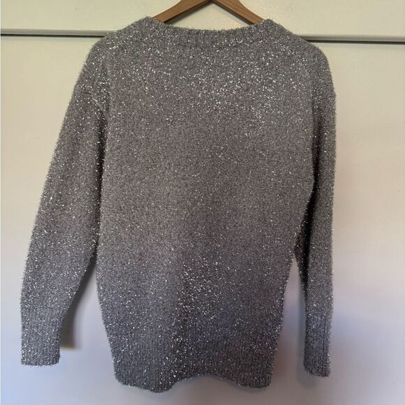 J. Crew Silver Gray Sparkle Crew Neck Sweater XS - Picture 3 of 6